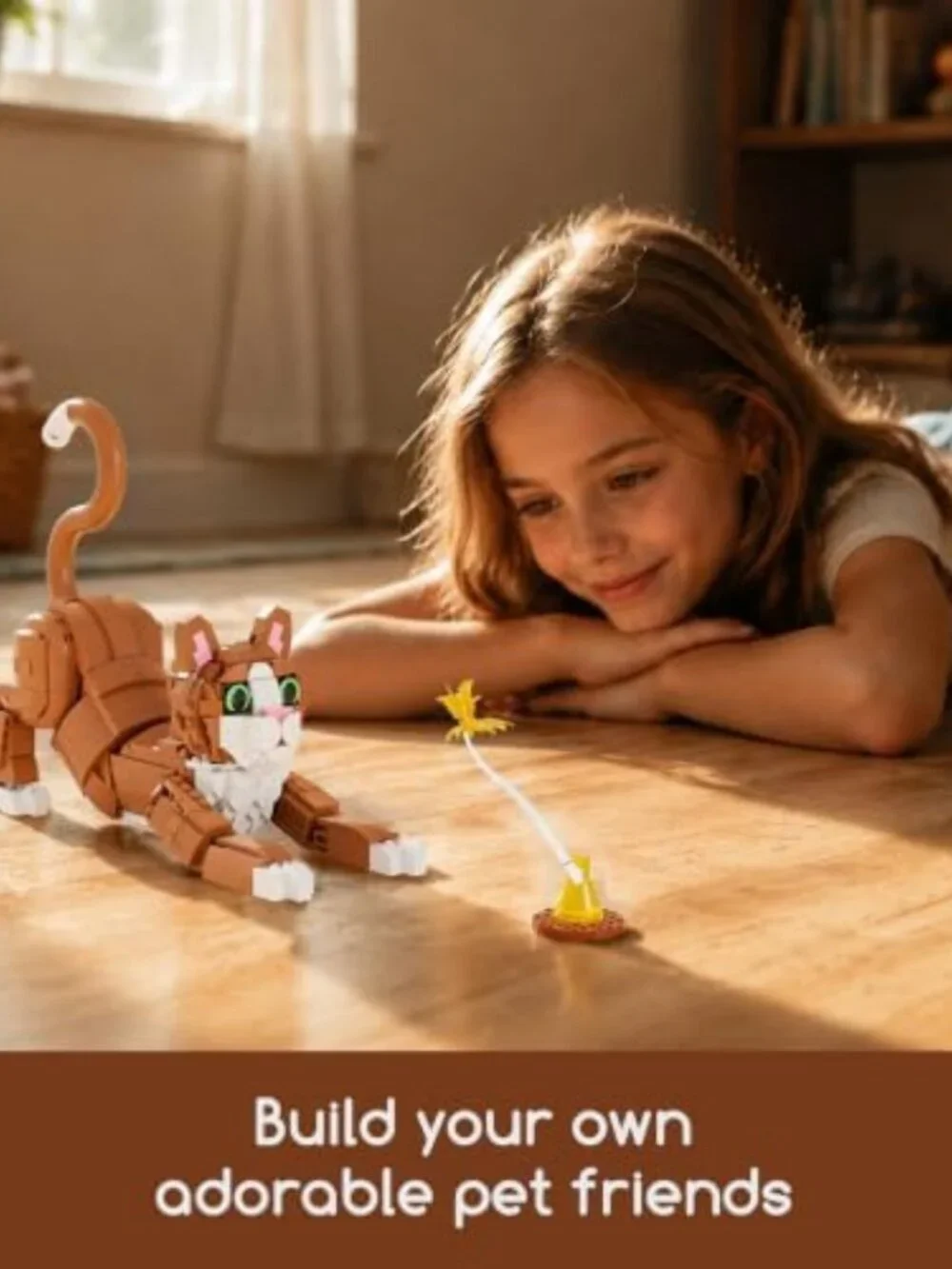 3-in-1 Orange Cat Building Set | Create Cat, Dog & Rabbit Models - Fun Toy!
